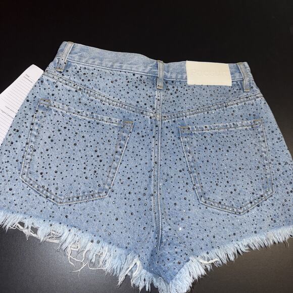 PacSun Blue Rhinestone Jean Shorts - Picture 2 of 5